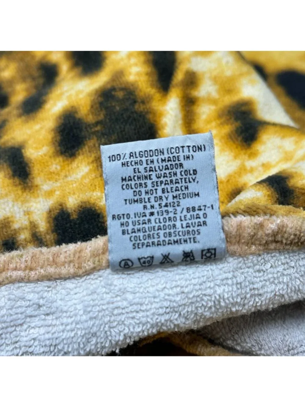 Vintage 90s Hilasal Leopard Beach Towel Blanket Cotton Big Cat Print 36x60